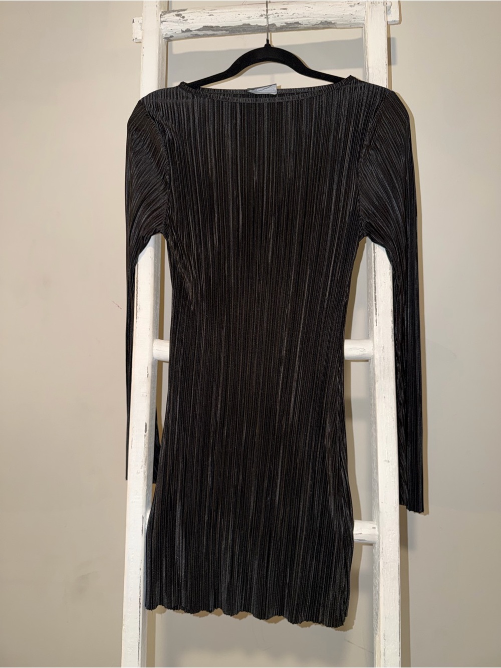 ASOS Black Long-Sleeve Ribbed Bodycon Dress